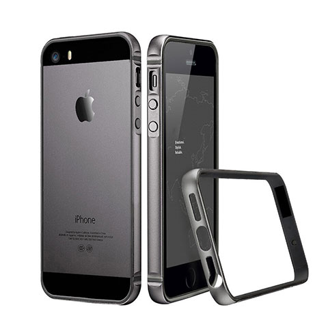 Tasche Luxus Aluminium Metall Rahmen für Apple iPhone 5 Grau