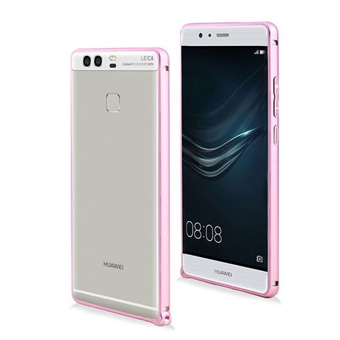 Tasche Luxus Aluminium Metall Rahmen für Huawei P9 Rosa