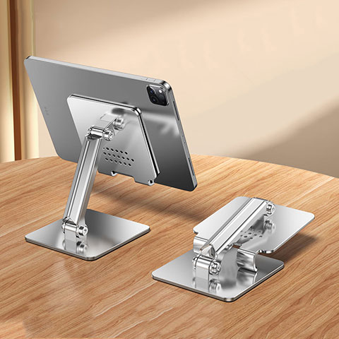 Universal Faltbare Ständer Tablet Halter Halterung Flexibel F01 für Apple iPad Air 5 10.9 (2022) Silber
