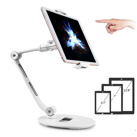 Universal Faltbare Ständer Tablet Halter Halterung Flexibel H08 für Apple iPad Mini 3 Weiß