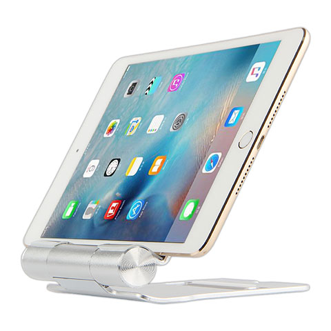 Universal Faltbare Ständer Tablet Halter Halterung Flexibel K14 für Apple iPad Mini 4 Silber