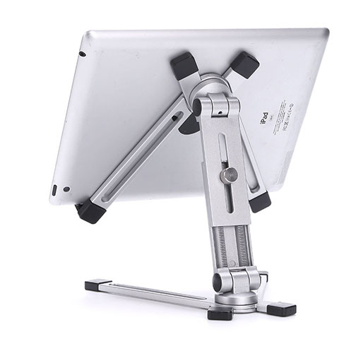 Universal Faltbare Ständer Tablet Halter Halterung Flexibel K19 für Apple iPad Air 5 10.9 (2022) Silber