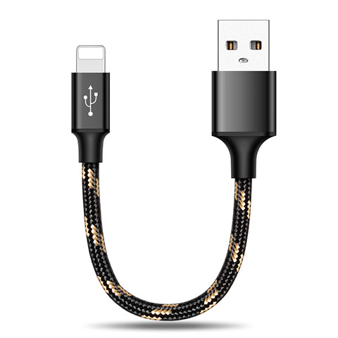 USB Ladekabel Kabel 25cm S03 für Apple iPad New Air (2019) Schwarz