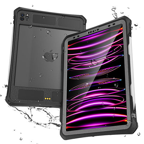 Wasserdicht Unterwasser Silikon Hülle Handyhülle und Kunststoff Waterproof Schutzhülle 360 Grad Ganzkörper Tasche für Apple iPad Pro 11 (2022) Schwarz