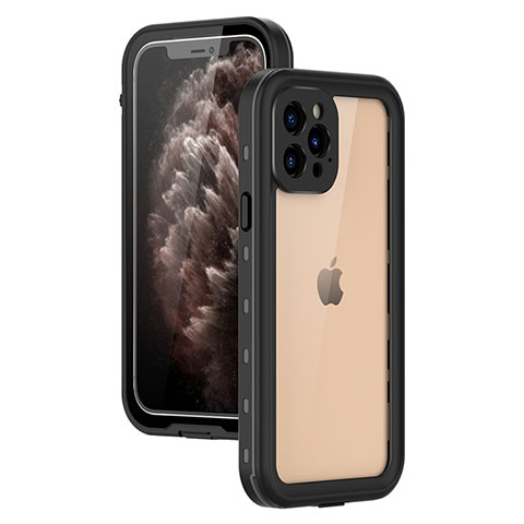 Wasserdicht Unterwasser Silikon Hülle Handyhülle und Kunststoff Waterproof Schutzhülle 360 Grad Ganzkörper Tasche für Apple iPhone 12 Pro Schwarz