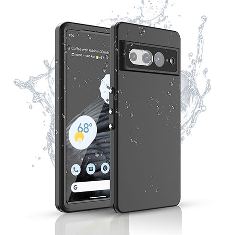 Wasserdicht Unterwasser Silikon Hülle Handyhülle und Kunststoff Waterproof Schutzhülle 360 Grad Ganzkörper Tasche für Google Pixel 7 Pro 5G Schwarz