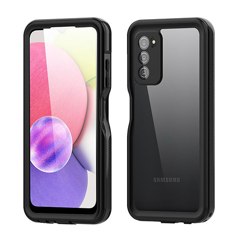 Wasserdicht Unterwasser Silikon Hülle Handyhülle und Kunststoff Waterproof Schutzhülle 360 Grad Ganzkörper Tasche für Samsung Galaxy A03s Schwarz