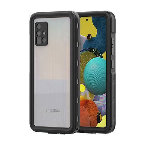 Wasserdicht Unterwasser Silikon Hülle Handyhülle und Kunststoff Waterproof Schutzhülle 360 Grad Ganzkörper Tasche für Samsung Galaxy A51 4G Schwarz