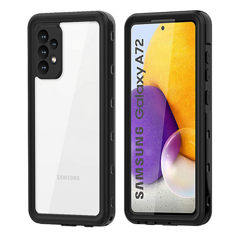 Wasserdicht Unterwasser Silikon Hülle Handyhülle und Kunststoff Waterproof Schutzhülle 360 Grad Ganzkörper Tasche für Samsung Galaxy A72 5G Schwarz