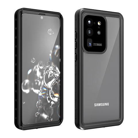 Wasserdicht Unterwasser Silikon Hülle Handyhülle und Kunststoff Waterproof Schutzhülle 360 Grad Ganzkörper Tasche W01 für Samsung Galaxy S20 Ultra 5G Schwarz