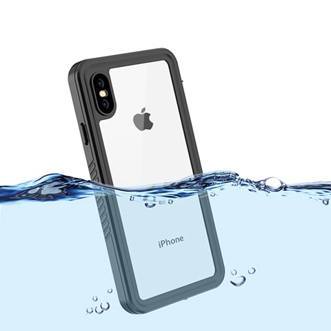 Wasserdicht Unterwasser Silikon Hülle Handyhülle und Kunststoff Waterproof Schutzhülle 360 Grad Tasche für Apple iPhone Xs Schwarz