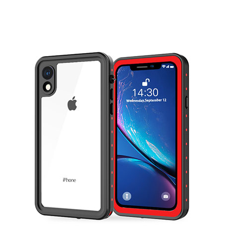 Wasserdicht Unterwasser Silikon Hülle Handyhülle und Kunststoff Waterproof Schutzhülle 360 Grad Tasche W01 für Apple iPhone XR Rot