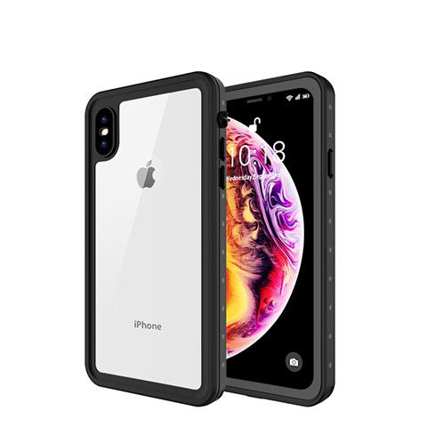 Wasserdicht Unterwasser Silikon Hülle Handyhülle und Kunststoff Waterproof Schutzhülle 360 Grad Tasche W01 für Apple iPhone Xs Max Grau