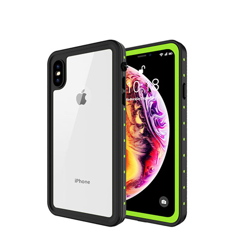 Wasserdicht Unterwasser Silikon Hülle Handyhülle und Kunststoff Waterproof Schutzhülle 360 Grad Tasche W01 für Apple iPhone Xs Max Grün