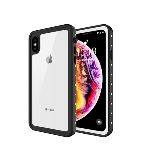 Wasserdicht Unterwasser Silikon Hülle Handyhülle und Kunststoff Waterproof Schutzhülle 360 Grad Tasche W01 für Apple iPhone Xs Weiß