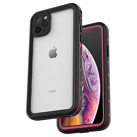 Wasserdicht Unterwasser Silikon Hülle Handyhülle und Kunststoff Waterproof Schutzhülle 360 Grad Tasche W04 für Apple iPhone 11 Pro Max Rosegold