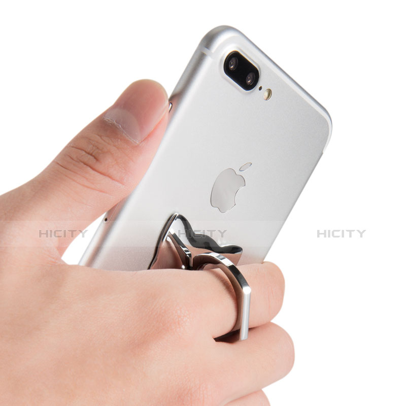 Fingerring Ständer Smartphone Halter Halterung Universal R04 Silber