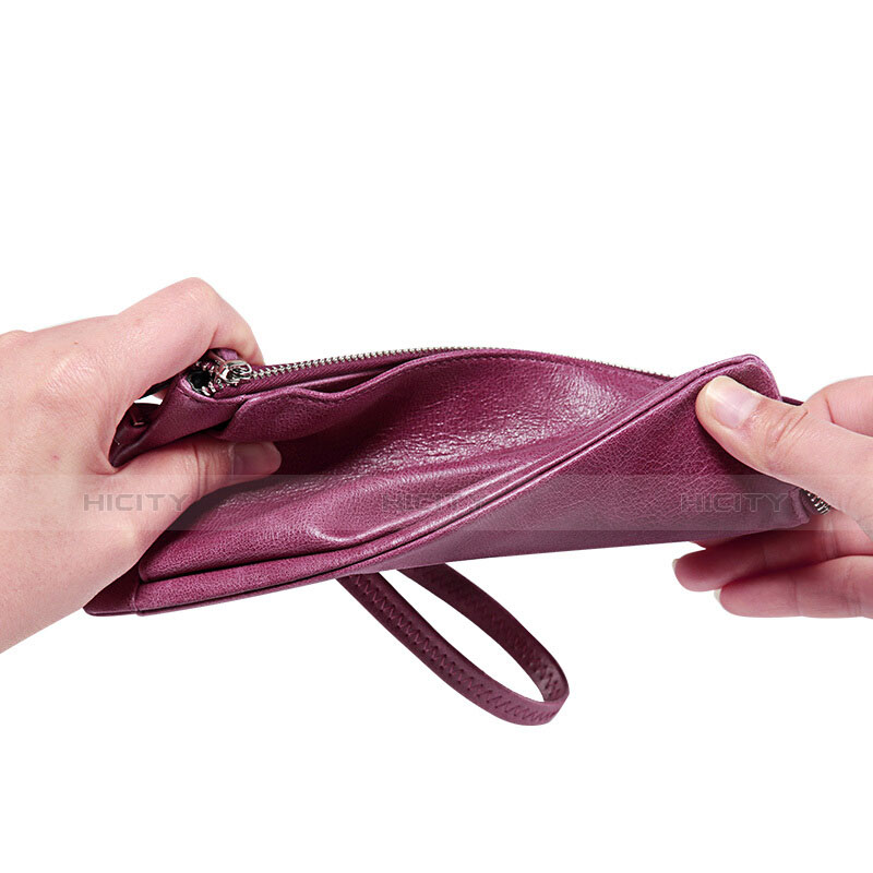 Handtasche Clutch Handbag Hülle Leder Universal Violett