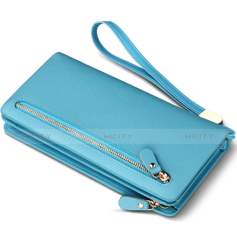 Handtasche Clutch Handbag Leder Silkworm Universal T01 Hellblau