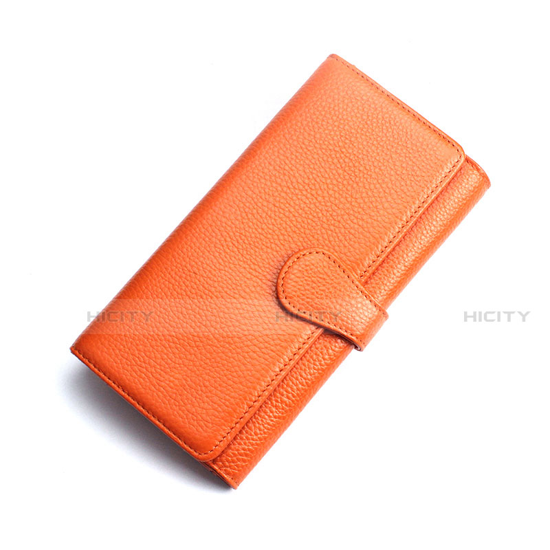 Handtasche Clutch Handbag Schutzhülle Leder Universal K02 Orange Plus