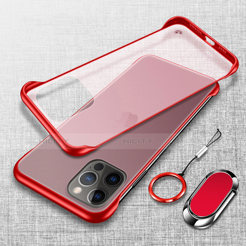 Handyhülle Hülle Crystal Hartschalen Tasche Schutzhülle mit Magnetisch Fingerring Ständer für Apple iPhone 13 Pro Max Rot