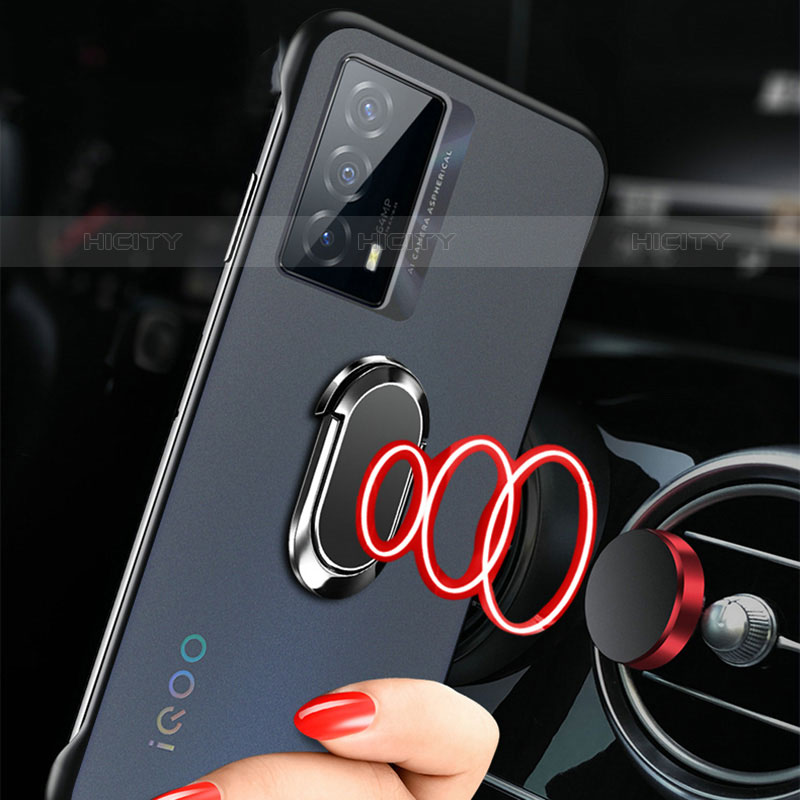 Handyhülle Hülle Crystal Rahmenlos Hartschalen Tasche Schutzhülle mit Magnetisch Fingerring Ständer für Vivo iQOO Z5 5G