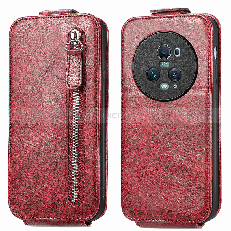 Handyhülle Hülle Flip Tasche Leder für Huawei Honor Magic5 Pro 5G Rot