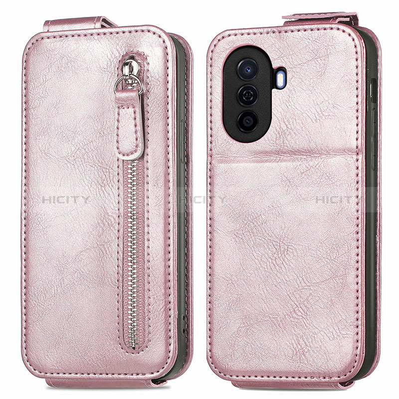 Handyhülle Hülle Flip Tasche Leder für Huawei Nova Y70 Plus Rosegold Plus