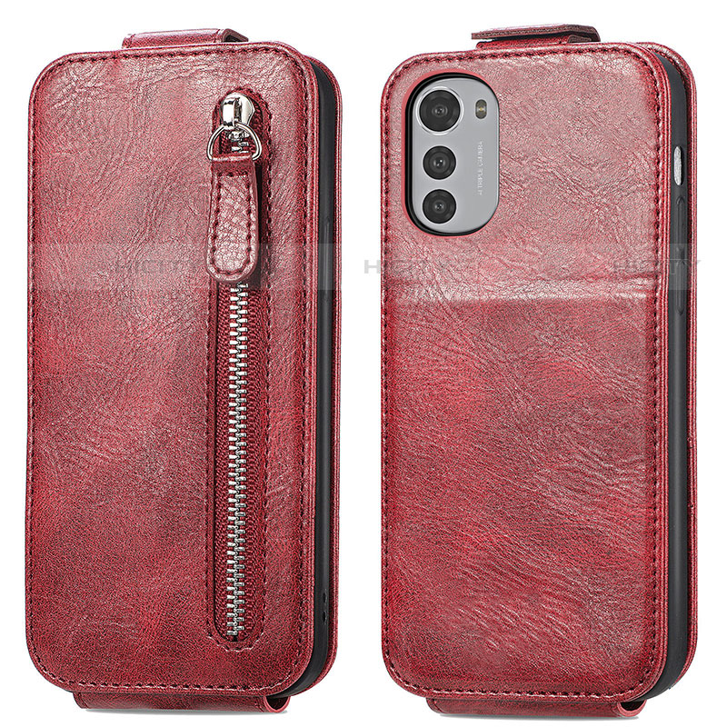 Handyhülle Hülle Flip Tasche Leder für Motorola Moto E32 Rot Plus