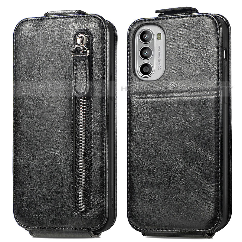 Handyhülle Hülle Flip Tasche Leder für Motorola Moto G52j 5G Schwarz Plus