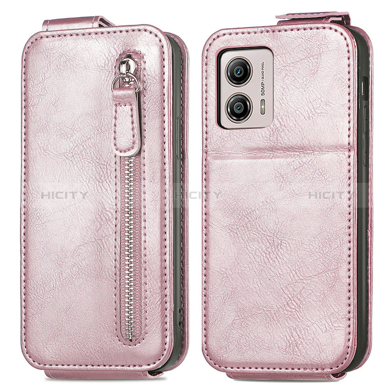 Handyhülle Hülle Flip Tasche Leder für Motorola Moto G53j 5G Rosegold