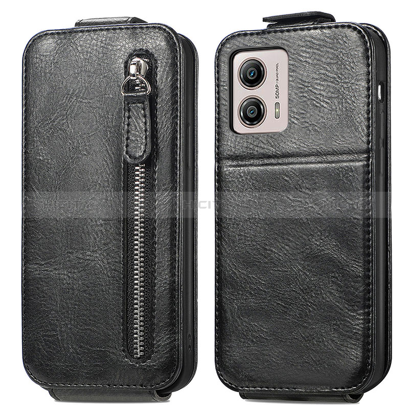 Handyhülle Hülle Flip Tasche Leder für Motorola Moto G53j 5G Schwarz Plus