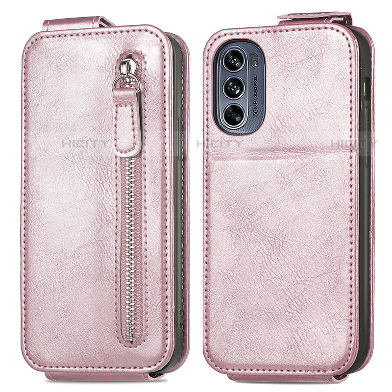 Handyhülle Hülle Flip Tasche Leder für Motorola Moto G62 5G Rosegold