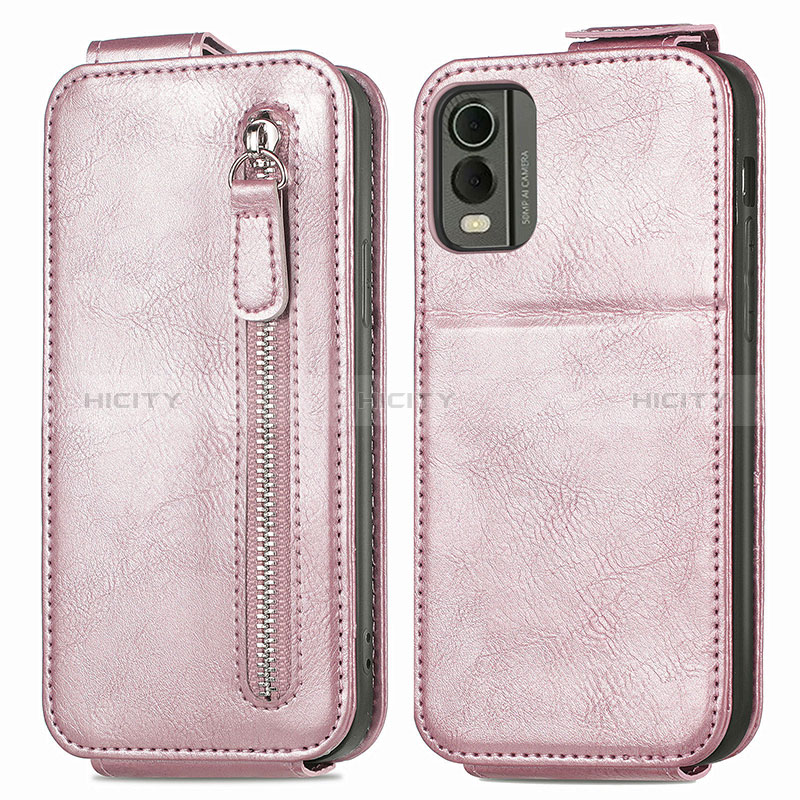 Handyhülle Hülle Flip Tasche Leder für Nokia C210 Rosegold