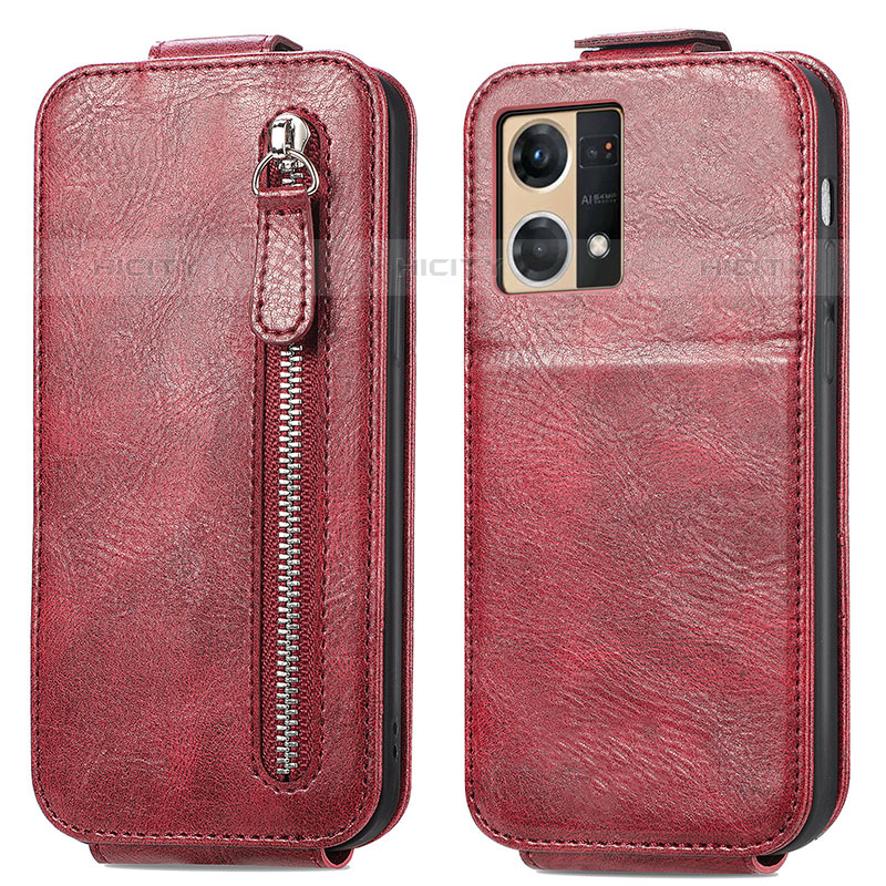 Handyhülle Hülle Flip Tasche Leder für Oppo F21 Pro 4G Rot