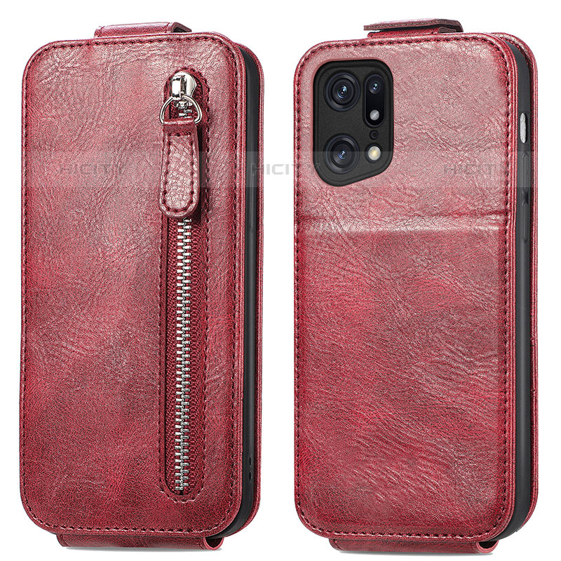 Handyhülle Hülle Flip Tasche Leder für Oppo Find X5 Pro 5G Rot