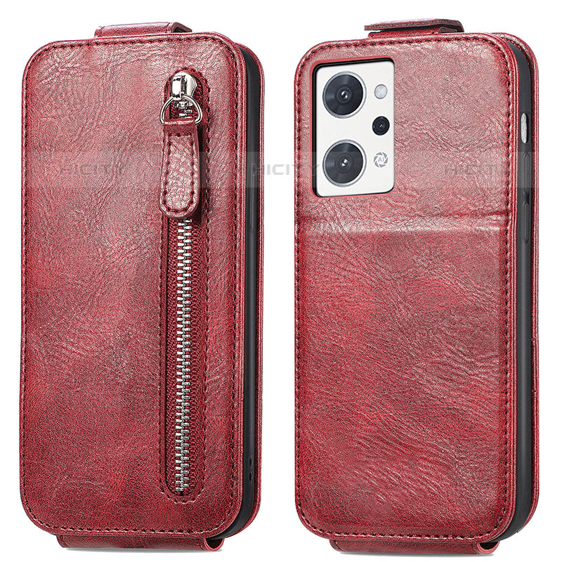 Handyhülle Hülle Flip Tasche Leder für Oppo Reno7 A Rot Plus