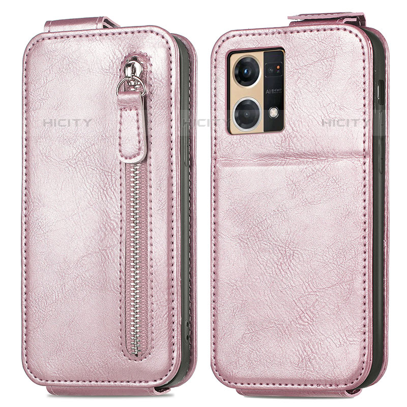 Handyhülle Hülle Flip Tasche Leder für Oppo Reno8 4G Rosegold Plus