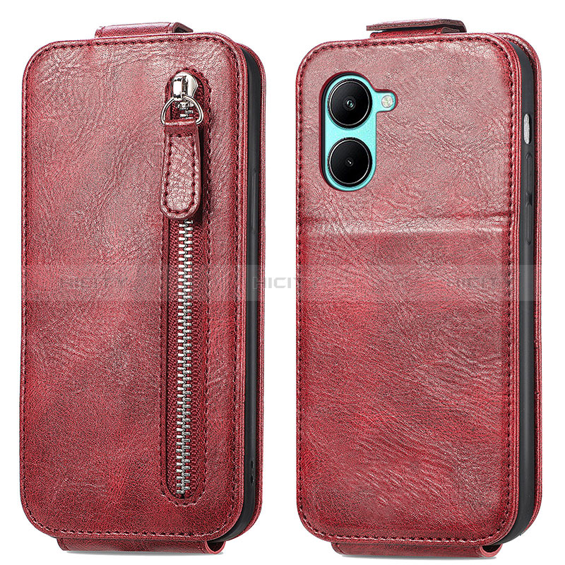 Handyhülle Hülle Flip Tasche Leder für Realme C33 Rot Plus