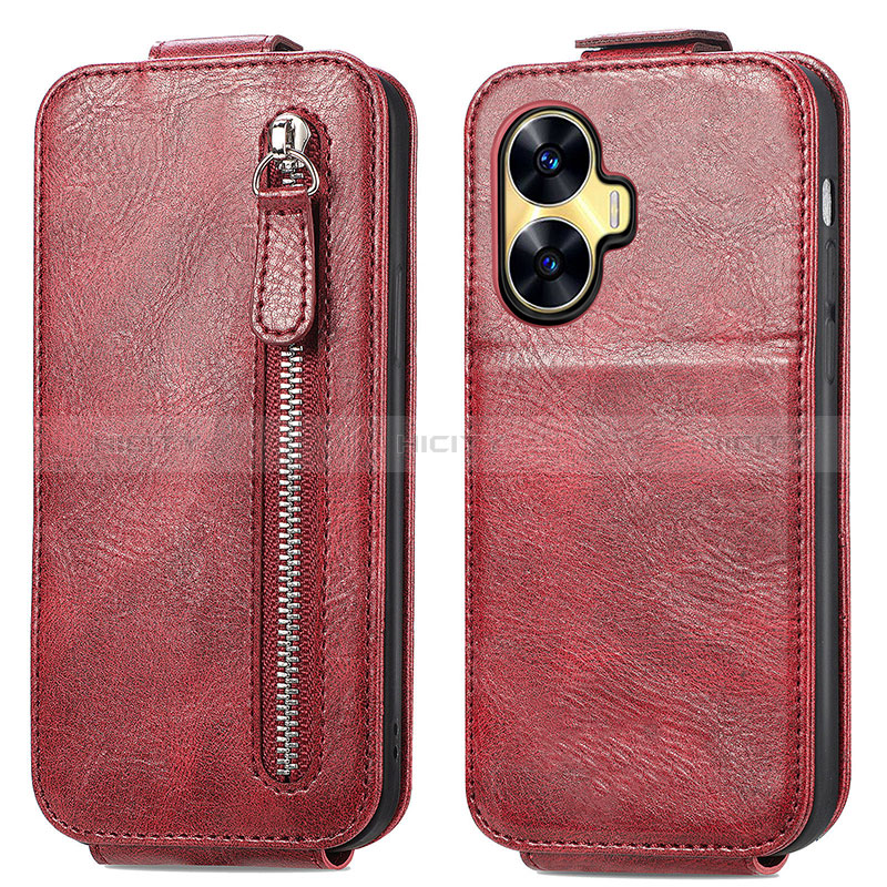 Handyhülle Hülle Flip Tasche Leder für Realme C55 Rot