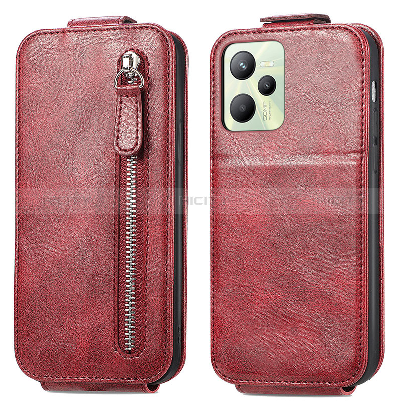 Handyhülle Hülle Flip Tasche Leder für Realme Narzo 50A Prime Rot