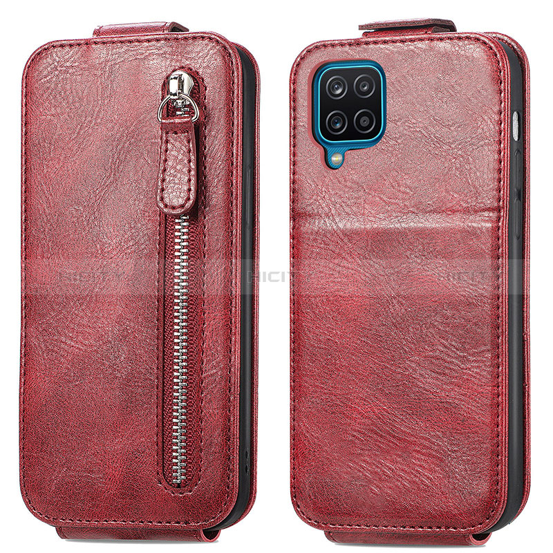 Handyhülle Hülle Flip Tasche Leder für Samsung Galaxy A12 Nacho Rot Plus