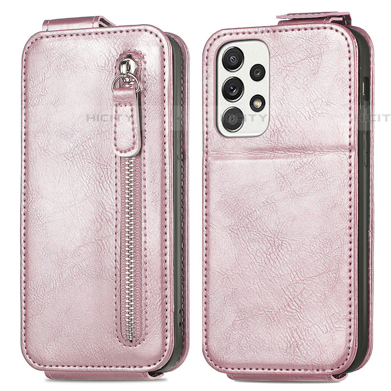 Handyhülle Hülle Flip Tasche Leder für Samsung Galaxy A73 5G Rosegold Plus