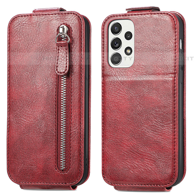 Handyhülle Hülle Flip Tasche Leder für Samsung Galaxy A73 5G Rot Plus