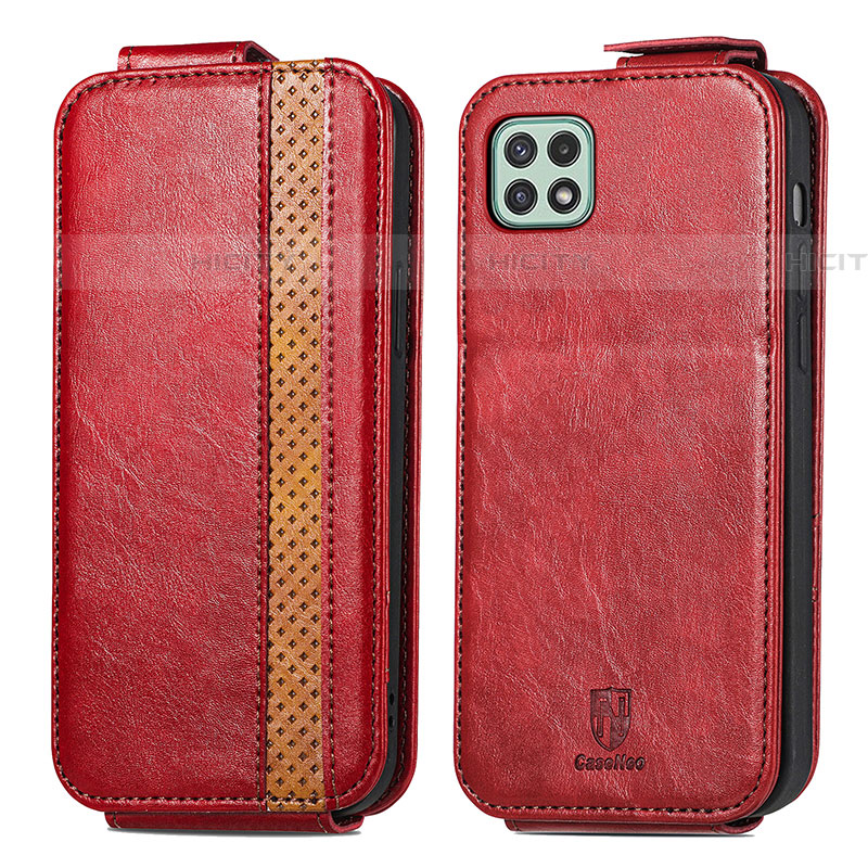 Handyhülle Hülle Flip Tasche Leder für Samsung Galaxy F42 5G Rot Plus