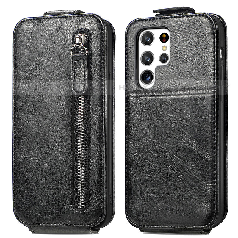 Handyhülle Hülle Flip Tasche Leder für Samsung Galaxy S21 Ultra 5G Schwarz Plus