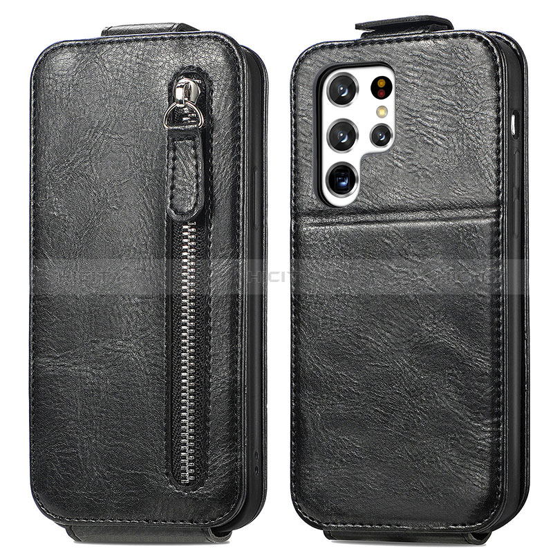 Handyhülle Hülle Flip Tasche Leder für Samsung Galaxy S24 Ultra 5G Schwarz