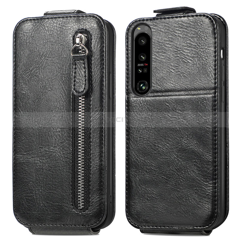 Handyhülle Hülle Flip Tasche Leder für Sony Xperia 1 IV Schwarz Plus