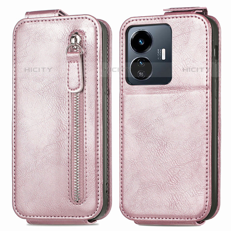 Handyhülle Hülle Flip Tasche Leder für Vivo iQOO Z6 Lite 5G Rosegold Plus