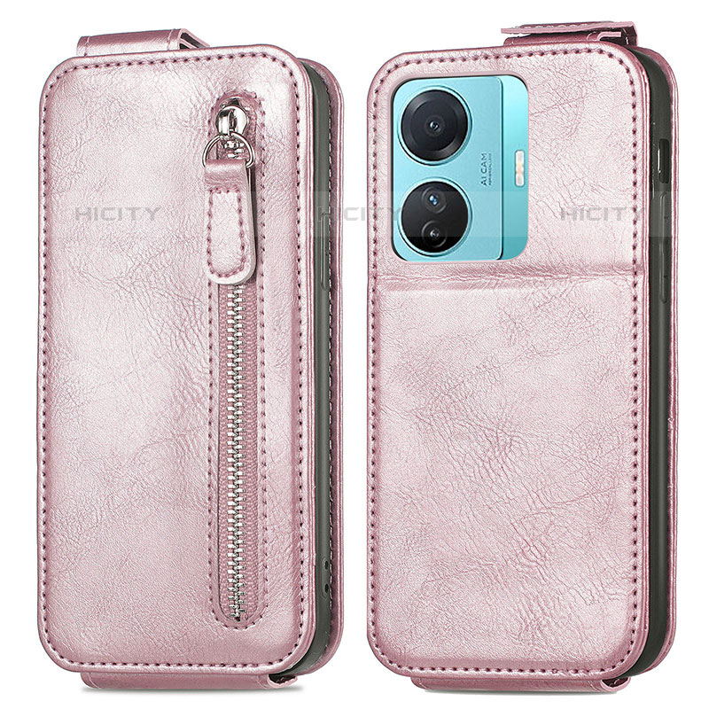 Handyhülle Hülle Flip Tasche Leder für Vivo T1 Pro 5G Rosegold